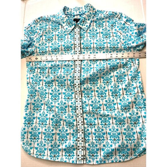 Talbots Button Up Shirt sz L Long Sleeve Cotton Floral Career Office Mature - Picture 8 of 10